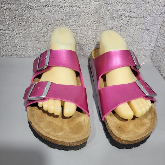 Birkenstock Arizona Unisex Size US L9 M7 Metallic Pink Birko-Flor Slip On Sandal - Picture 11 of 15
